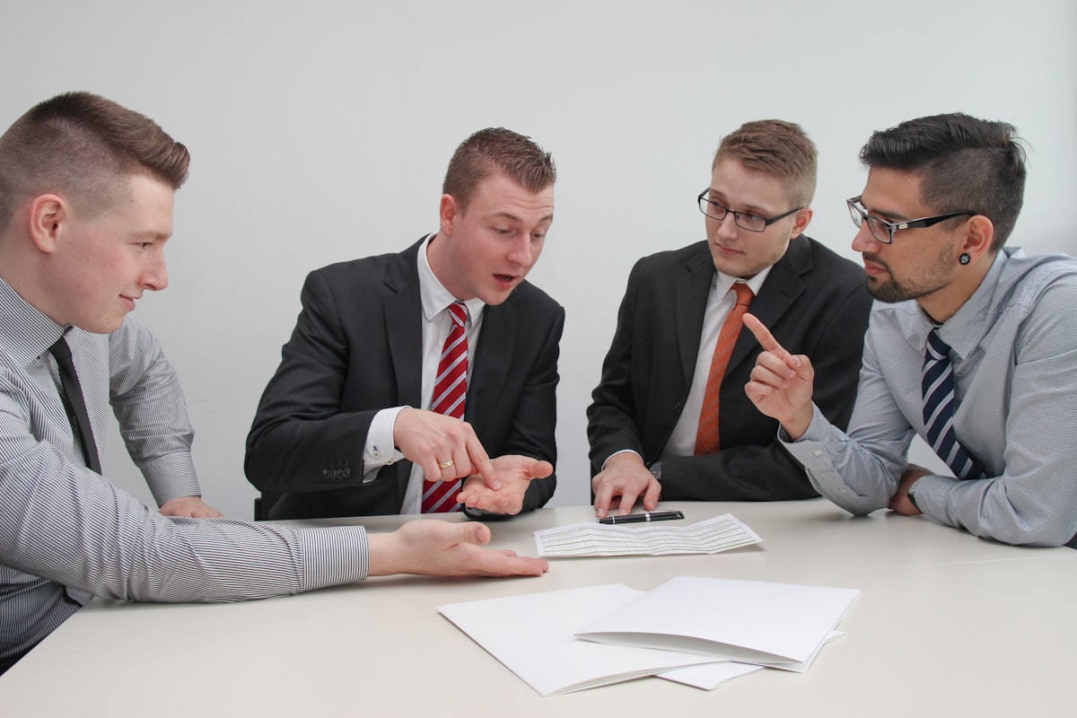 Team reviewing documents of a real estate project